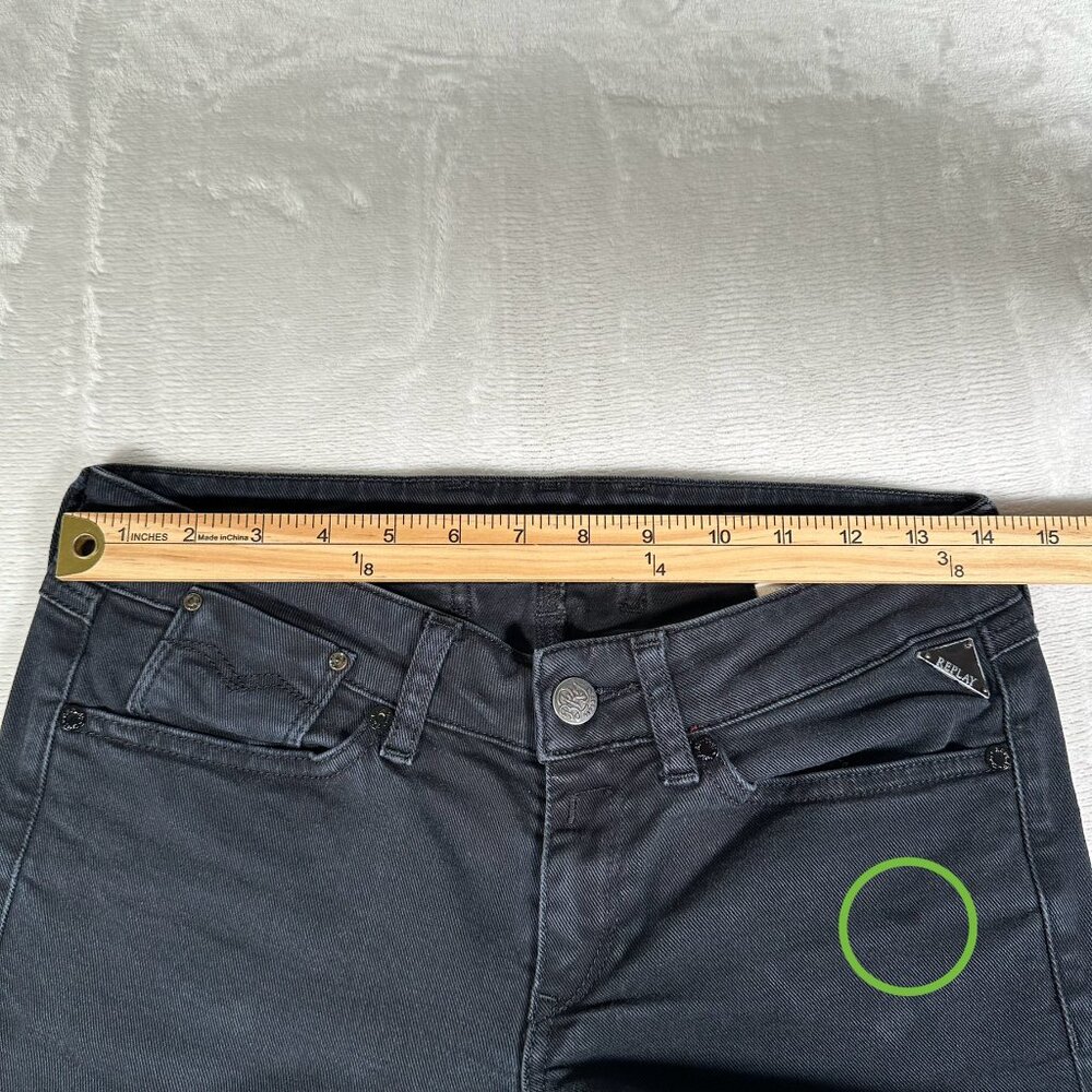 VTG Replay Jeans Men Size W27 L32 Black Skinny Cotton Blend Low Rise Denim 90s - Picture 2 of 14